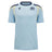 The Scotland SRU 26/27 Player Training Shirt by Macron is a light blue rugby training top with navy and yellow accents, featuring both the Scotland Rugby logo and the Macron brand logo on the chest, shown against a plain background.