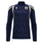Introducing the Scotland SRU 26/27 Training 1/4 Zip by Macron—a navy blue long-sleeve training top featuring cream accents, a Macron quarter-zip, and the Scottish Rugby Union emblem on the left chest.