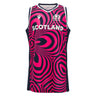 Show your Scottish pride on or off the court with the Scotland SRU 26/27 Basketball Singlet by Macron—a sleeveless singlet featuring bold pink and navy swirling geometric patterns, the iconic Scotland logo, and "SCOTLAND" emblazoned across the chest.