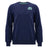 The Scotland SRU 26/27 Leisure Sweatshirt by Macron features a navy blue crewneck design with a light blue emblem on the left chest, inspired by the Scotland Rugby sweatshirt collection, and is presented against a plain white background.