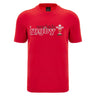 The Wales WRU 26/27 “Welsh Rugby” Fan Cotton T-Shirt by Macron features short sleeves and a bold red design, with “Welsh Rugby since 1881” and the official WRU logo printed in white and black on the front—perfect for fans of Welsh Rugby.