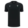 Show your Welsh pride in the Wales WRU 26/27 Travel Poly/Cotton T-Shirt by Macron. Featuring a black short-sleeve design, this official top from the WRU travel collection sports white logos on the chest—including the iconic Welsh Rugby Union emblem and a stylized “M” for Macron—blending comfort with unmistakable team spirit.