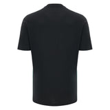 Back view of the Wales WRU 26/27 Travel Poly/Cotton T-Shirt by Macron, a plain black short-sleeve rugby tee from the Macron travel collection, shown against a white background.
