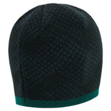 The Wales WRU 26/27 Knit Beanie by Macron features a black knit design with a subtle checkered pattern and a dark green band at the bottom, shown from the back for a sleek, modern look.