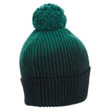 Show your support as a Wales Rugby fan with the Wales WRU 26/27 Pom-Pom Beanie by Macron—a green knit hat featuring a ribbed texture, folded brim, and large pom-pom on top.