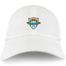 EMB S&S Activewear’s Milwaukee Beer Barons RFC Adult Low-Profile Cotton Twill Dad Cap features a white cotton twill build and an embroidered multicolored "MKE Beer Barons" crest logo on the front.