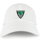The EMB S&S Activewear Birmingham Rugby Adult Low-Profile Cotton Twill Dad Cap features front embroidery with a triangular "Birmingham Rugby EST 1967" logo, a rugby player, and two lightning bolts.