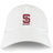 The St. Ignatius Rugby Adult Low-Profile Cotton Twill Dad Cap by EMB S&S Activewear is a white cap with a red "S" and bold "RUGBY" embroidered on the front.