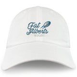 The EMB S&S Activewear Gulf Coast Fat Alberts Adult Low-Profile Cotton Twill Dad Cap features embroidered "Fat Alberts Rugby" and a rugby ball team logo on the front.