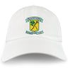 The Blackthorn RFC Adult Low-Profile Cotton Twill Dad Cap by EMB S&S Activewear features embroidered team branding with a shamrock and axe on a yellow and green shield.