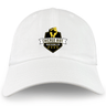 The EMB S&S Activewear Chicago Riot Adult Low-Profile Cotton Twill Dad Cap features an embroidered team logo with a raised fist and yellow-black shield on the front.