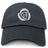 The Missoula All-Maggots Adult Low-Profile Cotton Twill Dad Cap by EMB S&S Activewear features a black design with a white spiral shell embroidered on the front center and subtle team branding for a sporty, rugby-inspired look.