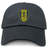 The Gotham Knights Adult Low-Profile Cotton Twill Dad Cap by EMB S&S Activewear is black with an embroidered yellow and black shield logo featuring a dragon and "GKRFC NYC" text on the front.