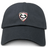 The Loudoun Adult Low-Profile Cotton Twill Dad Cap by EMB S&S Activewear is a black dad hat with the Loudoun County Rugby logo—featuring a stylized horse and rugby ball—embroidered on the front.