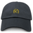 The Trinity College Adult Low-Profile Cotton Twill Dad Cap by EMB S&S Activewear is a black dad cap with embroidered yellow "Trinity Rugby" logo, rooster, and rugby ball on the front.