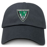 The EMB S&S Activewear Birmingham Rugby Adult Low-Profile Cotton Twill Dad Cap features embroidered team branding, a Birmingham Rugby emblem, green trim, torch and lightning bolt details, plus “Birmingham Rugby Est 1967” text.