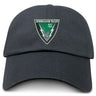 The EMB S&S Activewear Birmingham Rugby Adult Low-Profile Cotton Twill Dad Cap features embroidered team branding, a Birmingham Rugby emblem, green trim, torch and lightning bolt details, plus “Birmingham Rugby Est 1967” text.