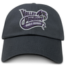 The EMB S&S Activewear Valley Panthers Girls Rugby Adult Low-Profile Cotton Twill Dad Cap is a black cotton twill hat featuring an embroidered purple and white “Valley Panthers Girls Rugby” logo with a panther head on the front.
