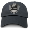 Dark gray ICRON Adult Low-Profile Cotton Twill Dad Cap with an embroidered shield logo featuring a football and the text “ICRON.”