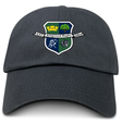 The Kingwood Rugby Adult Low-Profile Cotton Twill Dad Cap by EMB S&S Activewear features a colorful embroidered Kingwood Rugby crest on the front, with "EST 2004" on a banner above the shield.