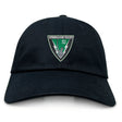 The Birmingham Rugby Adult Low-Profile Cotton Twill Dad Cap by EMB S&S Activewear features embroidered team branding, a "Birmingham Rugby" patch, green accents, lightning bolts, and "EST 1967" text on the front.