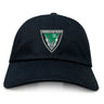The Birmingham Rugby Adult Low-Profile Cotton Twill Dad Cap by EMB S&S Activewear features embroidered team branding, a "Birmingham Rugby" patch, green accents, lightning bolts, and "EST 1967" text on the front.