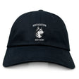 The EMB S&S Activewear Northeastern University Men's Rugby Adult Low-Profile Cotton Twill Dad Cap features a black design with an embroidered husky graphic and the team logo on the front.