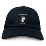 The EMB S&S Activewear Northeastern University Men's Rugby Adult Low-Profile Cotton Twill Dad Cap features a black design with an embroidered husky graphic and the team logo on the front.