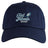 The Gulf Coast Fat Alberts Adult Low-Profile Cotton Twill Dad Cap by EMB S&S Activewear features "Fat Alberts Rugby" and a rugby ball graphic embroidered on the front in navy blue cotton twill.