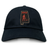 An Aging Alabama Rugby Players Adult Low-Profile Cotton Twill Dad Cap by EMB S&S Activewear featuring an embroidered design of the state of Alabama, a figure with a scythe, and the word “HARD” in a gothic font.