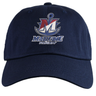 SUNY Maritime Men’s Rugby Adult Low-Profile Cotton Twill Dad Cap in navy blue, featuring an embroidered anchor and “M” logo above the text “MARITIME RUGBY.”