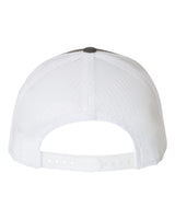 Back view of the EMB S&S Activewear USA Rugby Referees Retro Trucker Cap, featuring a white mesh design and an adjustable snapback closure.