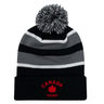 Striped acrylic fabric Nations of Rugby Canada Hooped Pom-Pom beanie with a EMB Augusta logo.