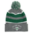 The Ireland Rugby 1875 White Text Hooped Pom-Pom Beanie by EMB Augusta is gray, white, and green with an embroidered "Ireland Rugby 1874" and shamrock on the front cuff for a touch of sporting history.
