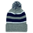 A Hooped Knit Fold Over Pom-Pom Beanie made of acrylic fabric by Augusta Sportswear.