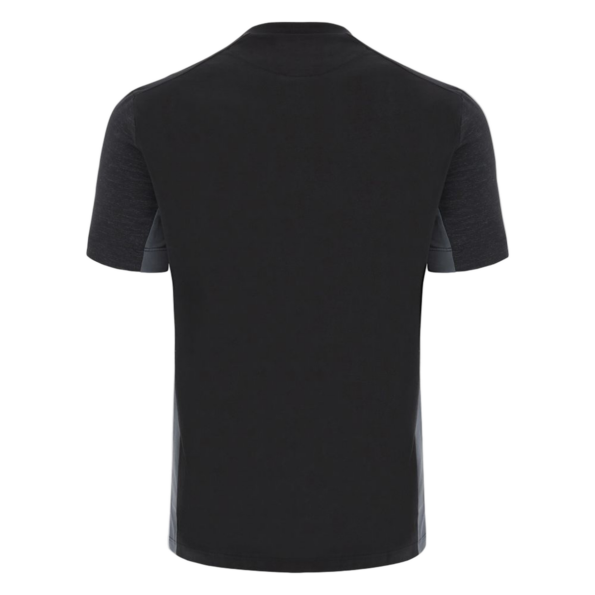 The Gloucester 25/26 Cotton Travel T-Shirt by Macron is shown from the back in black against a plain white background.
