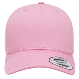 The Retro Trucker Cap by S&S Activewear is a light pink baseball cap featuring a curved brim, snapback closure, and a front sticker labeled "Snapback.