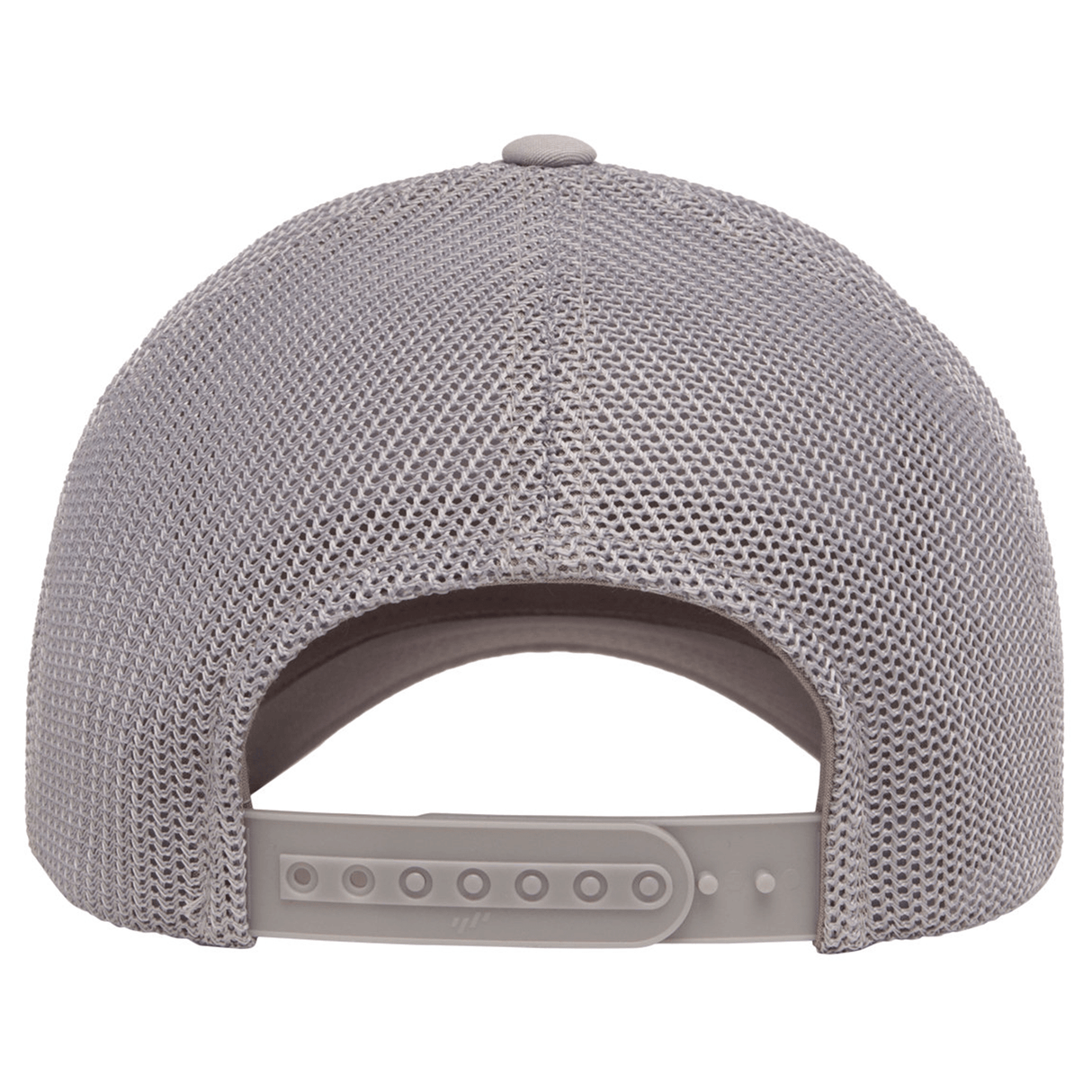 Back view of the S&S Activewear Retro Trucker Cap in gray, featuring mesh panels and an adjustable snapback closure.