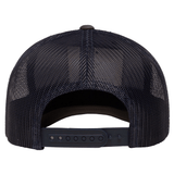 Back view of the S&S Activewear Retro Trucker Cap featuring black mesh and an adjustable snapback closure.