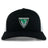 The Birmingham Rugby Retro Trucker Cap by EMB S&S Activewear is a black and white snapback featuring the team logo with a lightning bolt, torch, and "Est 1967" embroidered on the front.
