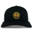The Pittsburgh Forge Retro Trucker Cap by EMB S&S Activewear features a black and white design, circular club logo in yellow, black, and red, embroidered front, and an adjustable snapback closure for a perfect fit.