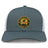 The Pittsburgh Forge Retro Trucker Cap by EMB S&S Activewear features a gray and white design, round embroidered club logo in yellow, black, and red on the front, and an adjustable snapback closure for a custom fit.