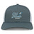 The Gulf Coast Fat Alberts Retro Trucker Cap by EMB S&S Activewear features a gray and white design with "Fat Alberts Rugby" and a rugby ball graphic on the front, plus an adjustable snapback closure.