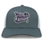 The Valley Panthers Girls Rugby Retro Trucker Cap by EMB S&S Activewear features a gray and white design with an embroidered “Valley Panthers Girls Rugby” logo in purple and white on the front panel. It includes a comfortable snapback closure for an adjustable fit.
