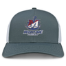 SUNY Maritime Men’s Rugby Retro Trucker Cap in grey with a white mesh back and an embroidered Maritime Rugby logo on the front.