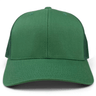 The S&S Activewear Retro Trucker Cap is plain green with a curved brim, mesh sides, and a snapback closure, shown from the front.