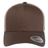 The S&S Activewear Retro Trucker Cap features a brown front, beige mesh back, classic curved brim, silver "snapback" sticker, and adjustable snapback closure for a perfect fit.