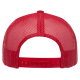 The Retro Trucker Cap by S&S Activewear is shown from the back, highlighting its adjustable snapback closure and open mesh design.