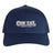 The CenCal Rugby Retro Trucker Cap by EMB S&S Activewear features a navy blue mesh back, classic snapback closure, and "Cen Cal Dust Club" embroidered in white and gray on the front.