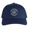 The Georgetown University RFC Retro Trucker Cap by EMB S&S Activewear features an embroidered bulldog logo on the front and a snapback closure for an adjustable fit.